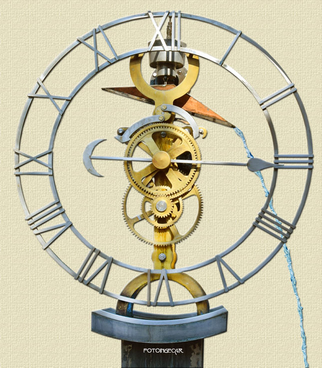 Orologio a forza motrice idraulica con bascula
